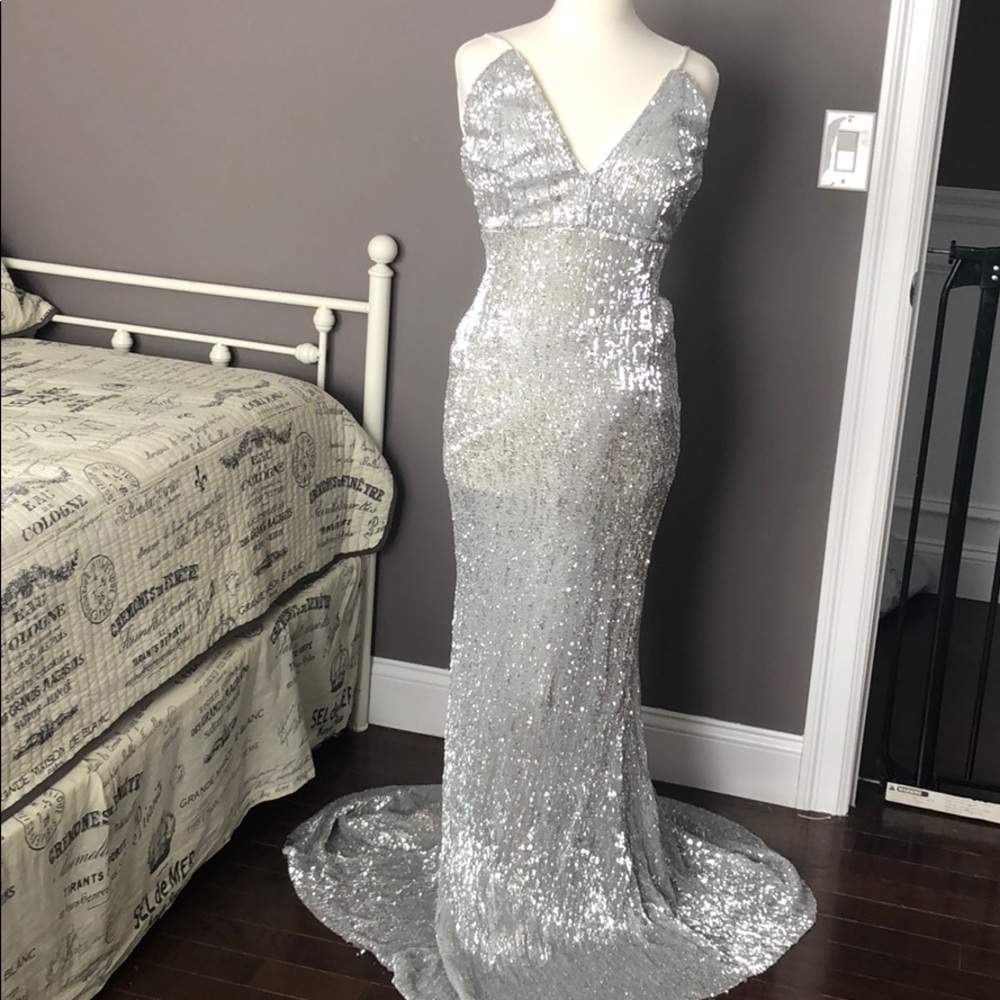Silver Sequin Gown